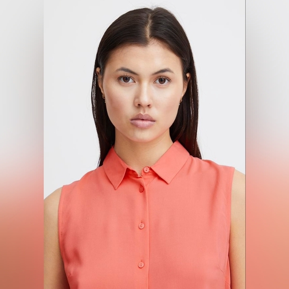 ICHI Ihmain Sleeveless Collared Top Shirt Blouse M - Picture 4 of 15